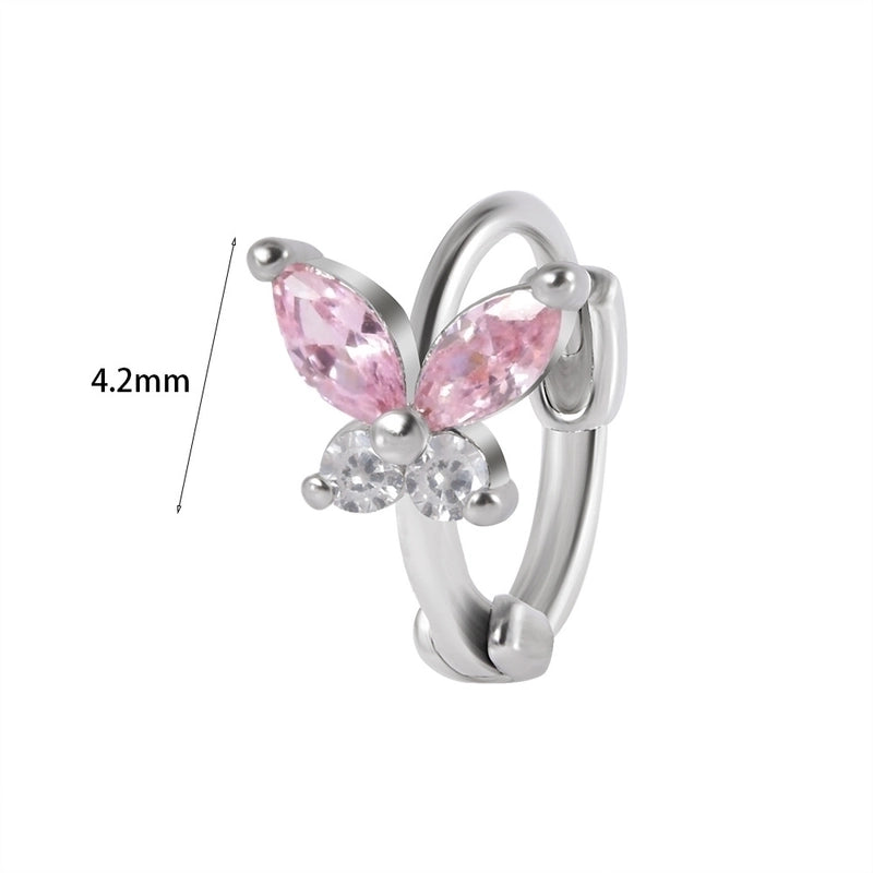 1 Piece Elegant Flower Butterfly Inlay Copper Rhinestones Zircon Earrings