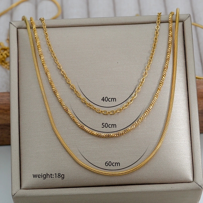 Hip-Hop Hawaiian Tropical Solid Color 304 Stainless Steel Three Layer Necklace