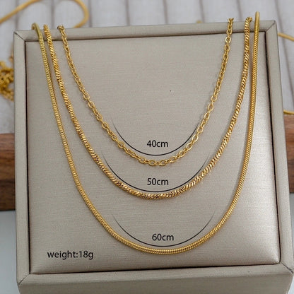 Hip-Hop Hawaiian Tropical Solid Color 304 Stainless Steel Three Layer Necklace