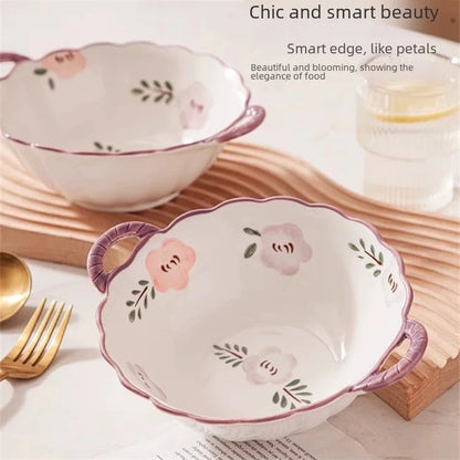 Purple Ceramic Bowl And Dish Set Household Japanese Style Bowl And Dish Fresh Dinner Housewarming Dish Bowl And Chopsticks Set