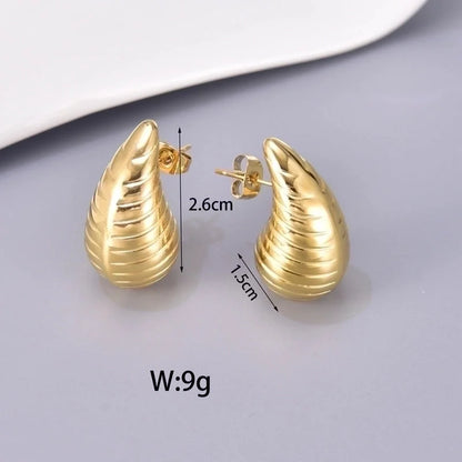 1 Pair Classic Style Water Droplets Plating 304 Stainless Steel Titanium Steel 18K Gold Plated Ear Studs