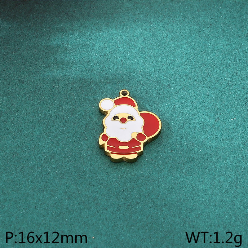 Christmas Elements Series Diy Accessories Stainless Steel Elk Santa Claus Snowflake Gloves Pendant