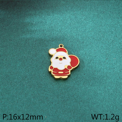 Christmas Elements Series Diy Accessories Stainless Steel Elk Santa Claus Snowflake Gloves Pendant