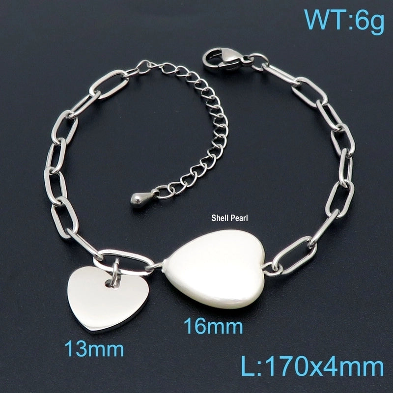 Minimalist Heart Shape Stainless Steel 18K Gold Plated Bracelets In Bulk