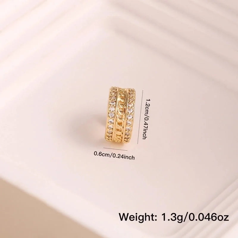 1 Piece IG Style Elegant Geometric Inlay Copper Zircon 18K Gold Plated Ear Cuffs