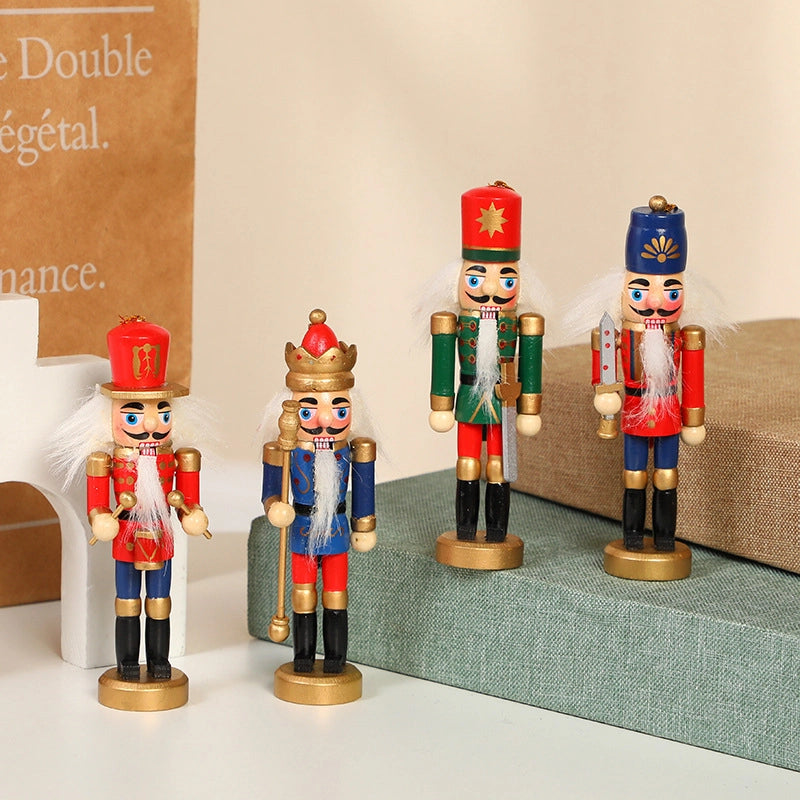 Christmas Decorations Nutcracker Puppet Soldier 12cm Children Holiday Gift Wooden Tin Soldier Desktop Ornaments