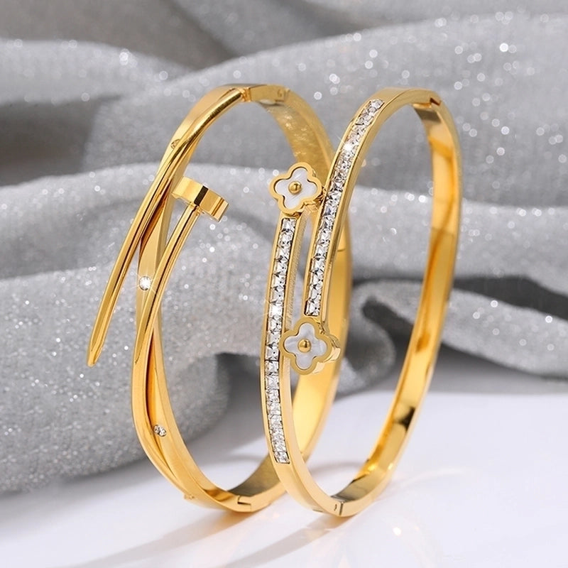 Casual Retro Classic Style Solid Color 304 Stainless Steel Bangle In Bulk