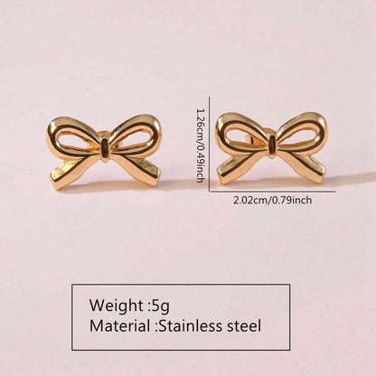 1 Pair Casual Minimalist Classic Style Bow Knot 304 Stainless Steel Imitation Gold Ear Studs