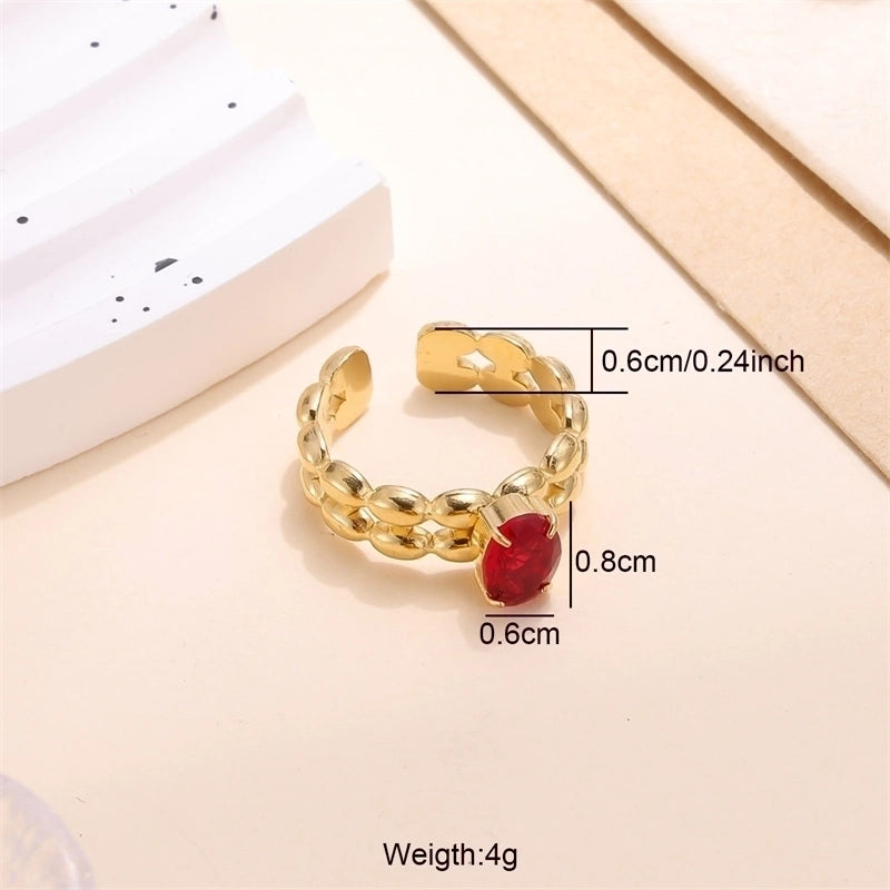 Lady Shiny 304 Stainless Steel Zircon 18K Gold Plated Plating Inlay Open Rings