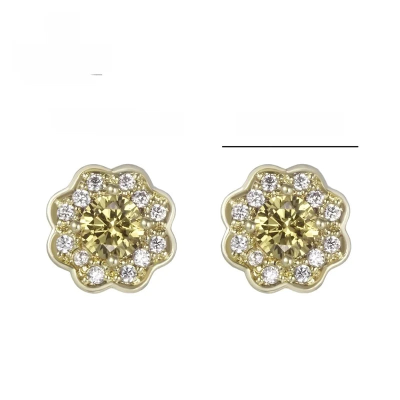 1 Pair XUPING Sweet Minimalist Flower Plating Copper Artificial Gemstones 18K Gold Plated Ear Studs