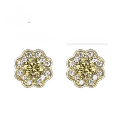 1 Pair XUPING Sweet Minimalist Flower Plating Copper Artificial Gemstones 18K Gold Plated Ear Studs