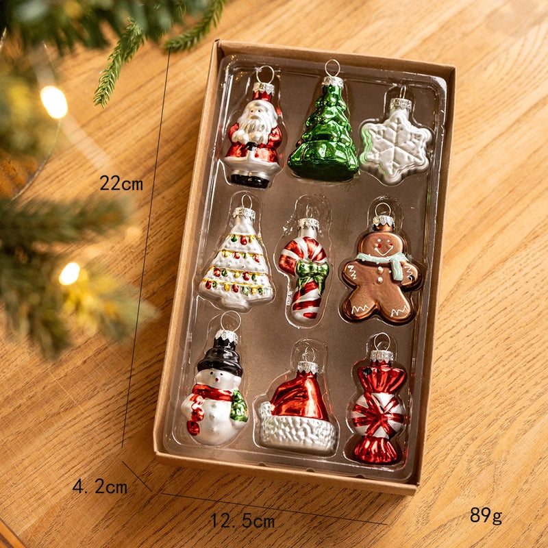 Christmas Minimalist Korean Style Christmas Tree Santa Claus Snowman Glass Casual Holiday Party Hanging Ornaments Decorations Hanging Ornaments
