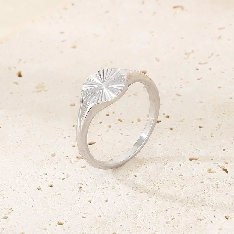 Basic Minimalist Classic Style Geometric 304 Stainless Steel 18K Gold Plated Rings