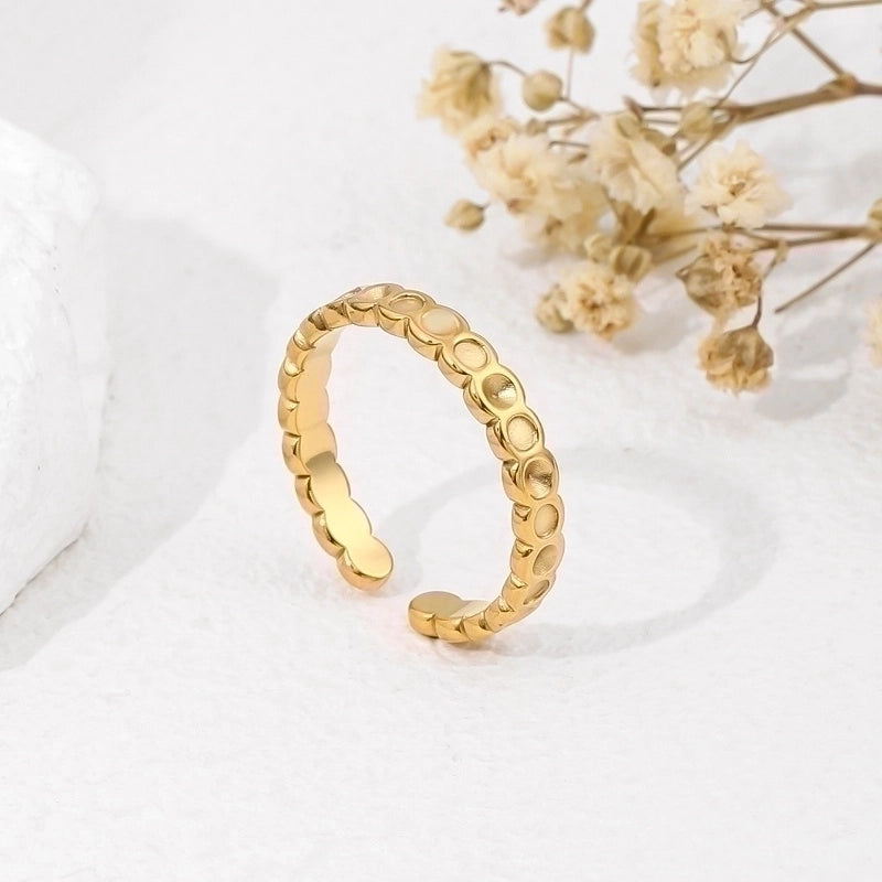 2 Pieces 304 Stainless Steel 18K Gold Plated Beach Minimalist Plating Cross Simple Lines Rings