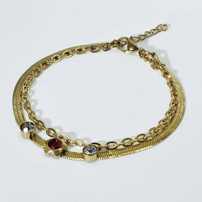 Elegant Geometric Round 304 Stainless Steel 18K Gold Plated Rhinestones Bracelets In Bulk