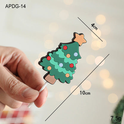 Christmas Casual Cute Minimalist Christmas Tree Santa Claus Snowman Plastic Indoor Banquet Party Cake Decorating Supplies Cake Decorating Supplies