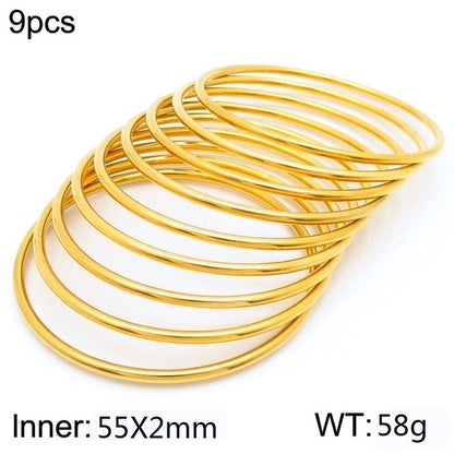 304 Stainless Steel 18K Gold Plated Minimalist Round Solid Color Bangle