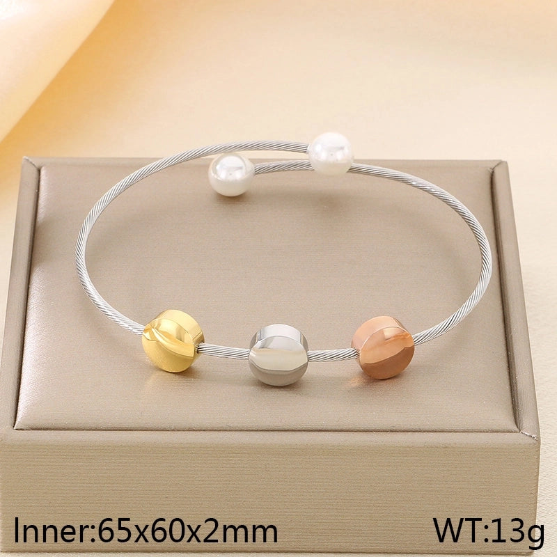 Vintage Style Geometric 304 Stainless Steel 18K Gold Plated Bangle In Bulk