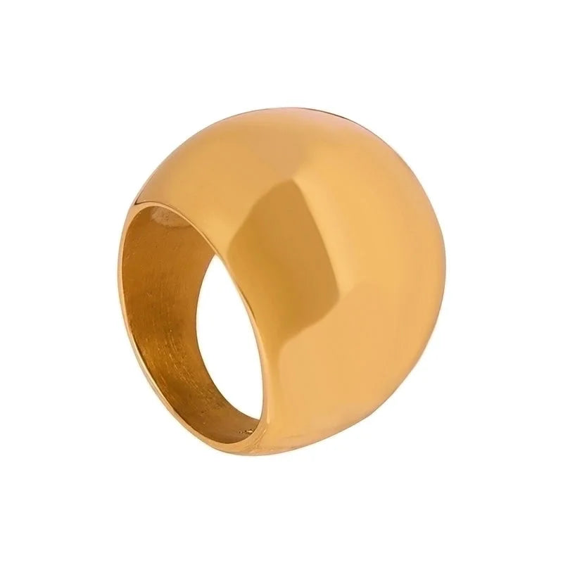 Casual Minimalist Solid Color Titanium Steel 18K Gold Plated Plating Rings