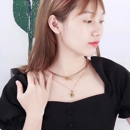 Titanium Steel 18K Gold Plated Fashion Plating Geometric Necklace