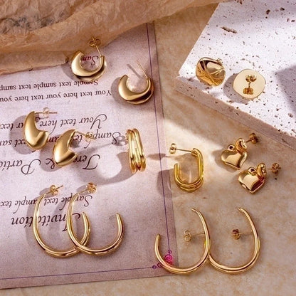 1 Pair Fashion Heart Shape Plating 304 Stainless Steel Drop Earrings Ear Studs