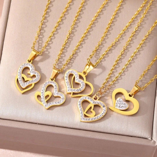 Elegant Heart Shape 304 Stainless Steel Plating Pendant Necklace