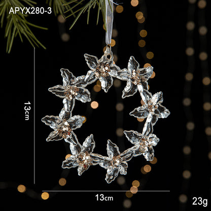 Christmas Ornaments Scene Decoration Supplies Christmas Tree Snowflakes Bells Small Hanging Decorations Crystal Transparent Hanging Ornaments
