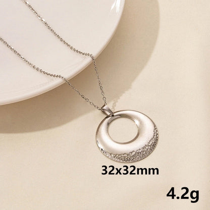 Minimalist Geometric Round 304 Stainless Steel Plating Pendant Necklace