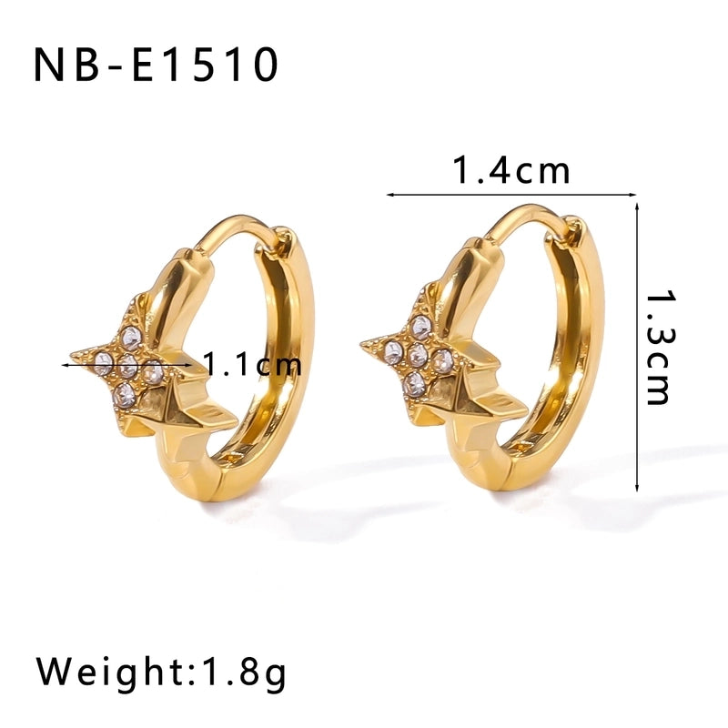 1 Piece Modern Style Minimalist Classic Style Geometric Inlay 304 Stainless Steel Rhinestones Glass Bead 18K Gold Plated Earrings