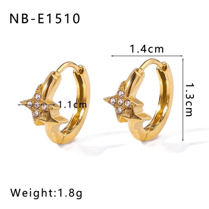 1 Piece Modern Style Minimalist Classic Style Geometric Inlay 304 Stainless Steel Rhinestones Glass Bead 18K Gold Plated Earrings