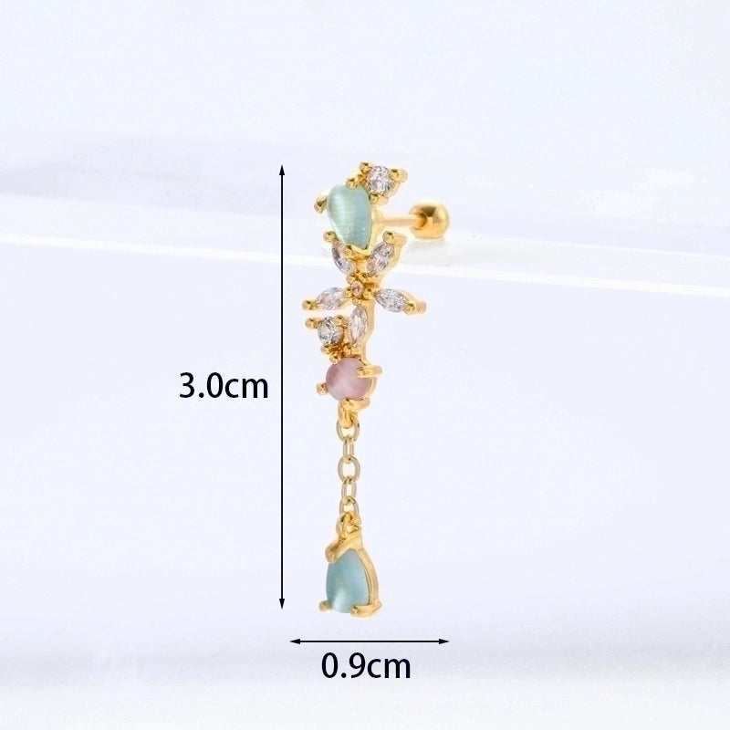 Ear Cartilage Rings & Studs Flower 316L Stainless Steel Copper Inlaid Zircon Zircon