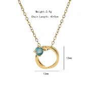 Copper 18K Gold Plated Plating Inlay Double Ring Letter Zircon Necklace