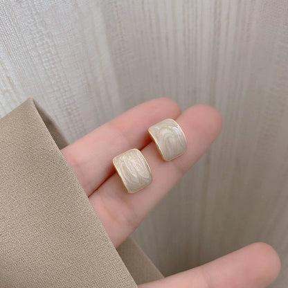 1 Pair Minimalist Round Inlay Alloy Pearl Zircon Drop Earrings