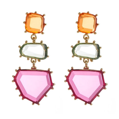 1 Pair Casual Vacation Classic Style Irregular Geometric Square Inlay Alloy Resin Gold Plated Drop Earrings