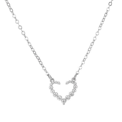 Fashion Heart Shape Stainless Steel Alloy Artificial Pearls Zircon Inlay Pendant Necklace