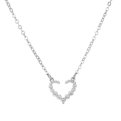 Fashion Heart Shape Stainless Steel Alloy Artificial Pearls Zircon Inlay Pendant Necklace