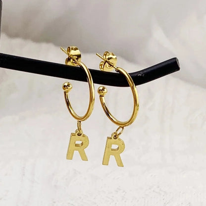 1 Pair Minimalist C Shape Letter Plating 304 Stainless Steel 18K Gold Plated Drop Earrings