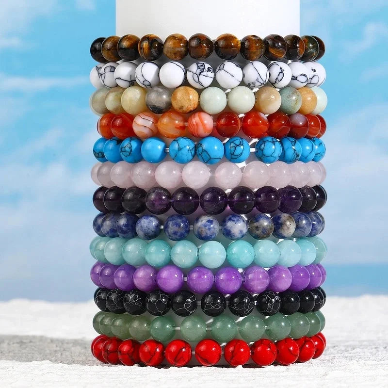 Retro Round Natural Stone Bracelets In Bulk
