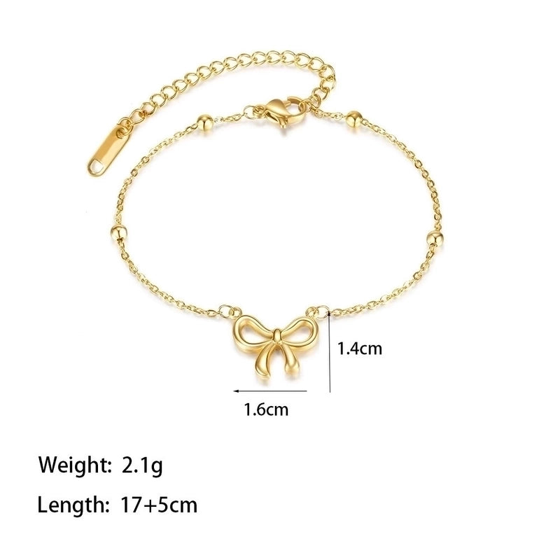 Elegant Sweet Streetwear Bow Knot Titanium Steel Plating Bracelets Earrings Necklace