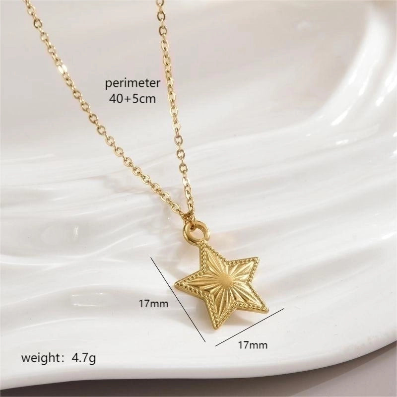 Stainless Steel 18K Gold Plated Minimalist Polishing Plating Star Heart Shape Bow Knot Pendant Necklace