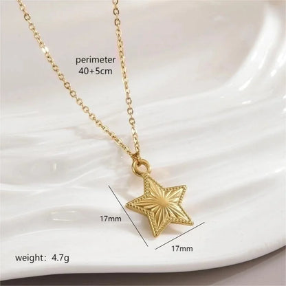 Stainless Steel 18K Gold Plated Minimalist Polishing Plating Star Heart Shape Bow Knot Pendant Necklace