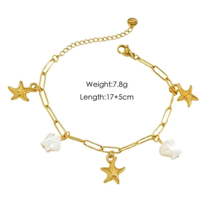 3 Pieces Ig Style Vacation Starfish Ocean 304 Stainless Steel 14K Gold Plated Bracelets In Bulk