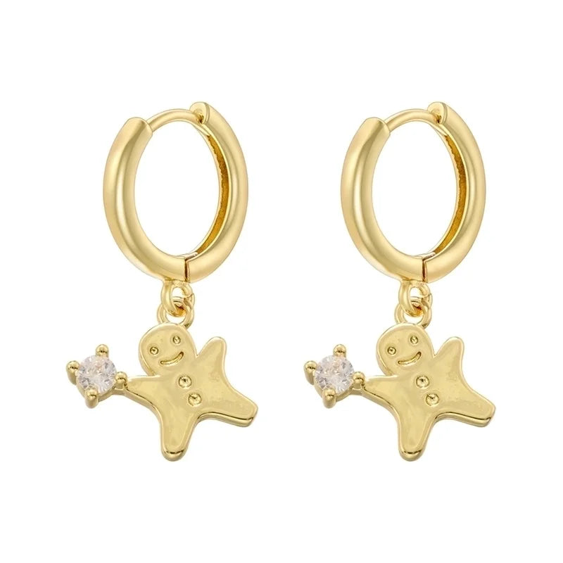 1 Pair Christmas Elegant Romantic Christmas Hat Christmas Tree Santa Claus Inlay Copper Zircon 18K Gold Plated Drop Earrings