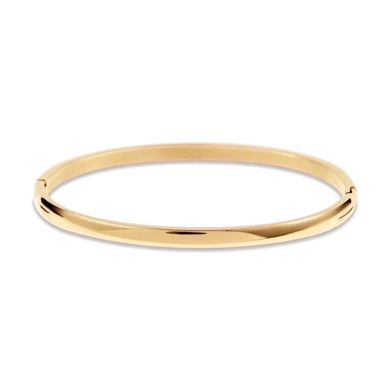 Retro Solid Color Titanium Steel 18k Gold Plated Zircon Bangle