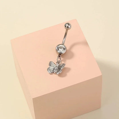 Fashion Butterfly Shell Snowflake Stainless Steel Grommet Eyelet Rhinestones Belly Ring 1 Piece
