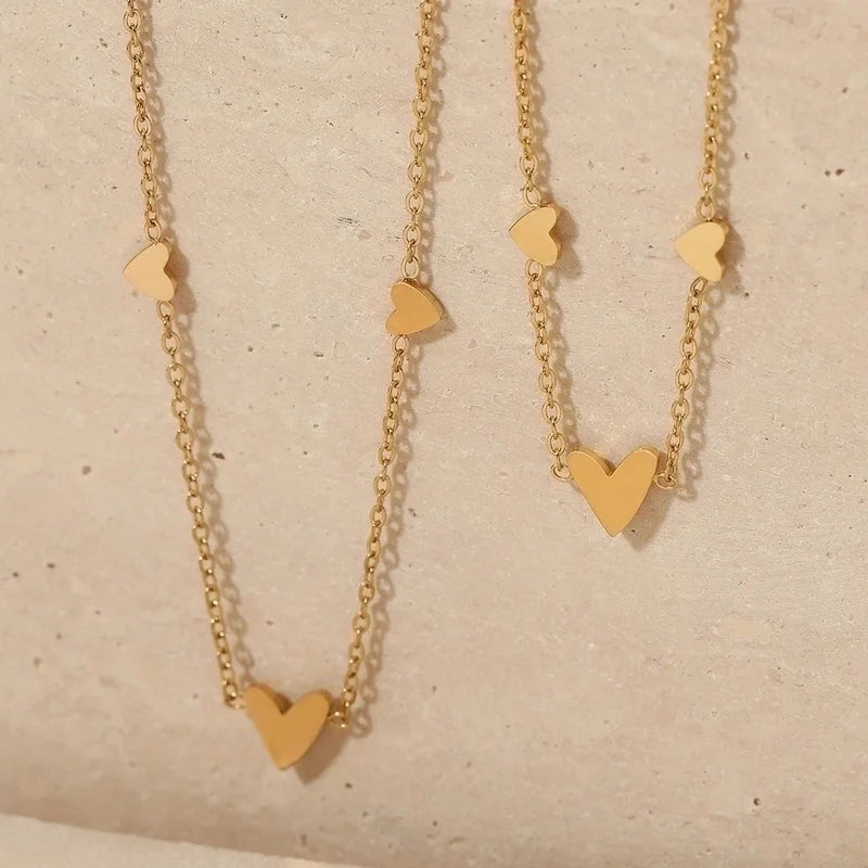 Modern Style Minimalist Heart Shape 304 Stainless Steel 316 Stainless Steel No Inlaid 16K Gold Plated White Gold Plated Gold Plated Bracelets Anklet Necklace