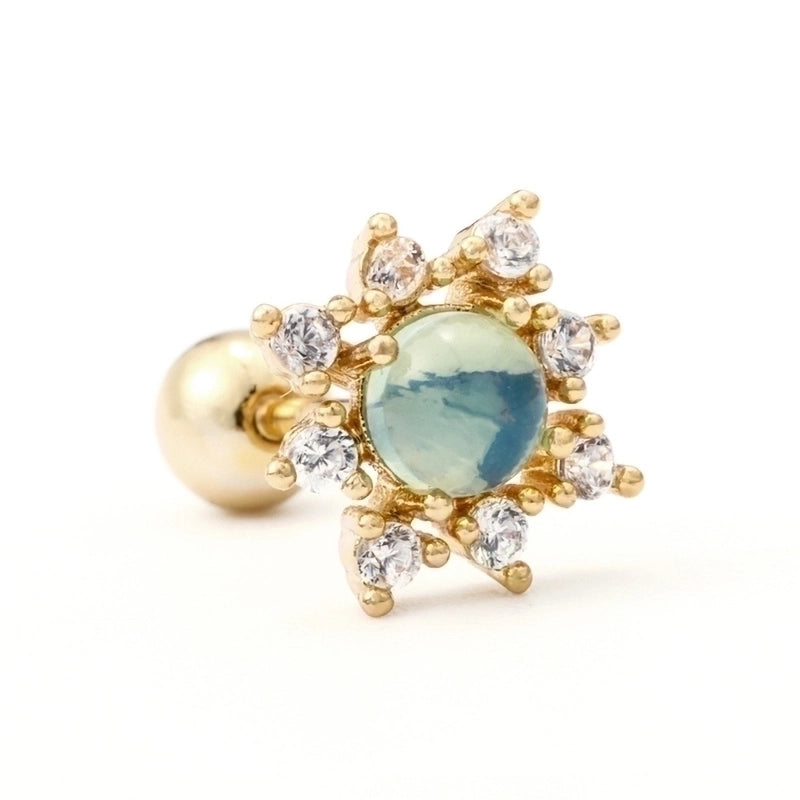 Geometric Brass Gem Earrings Ear Studs