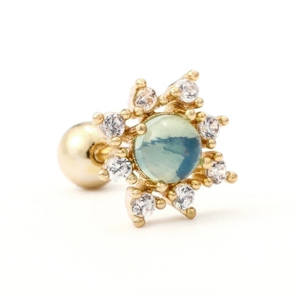 Geometric Brass Gem Earrings Ear Studs