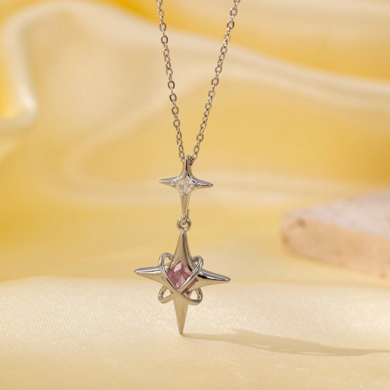 Titanium Steel Copper Plating Heart Shape Flower Bow Knot Pendant Necklace