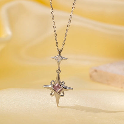 Titanium Steel Copper Plating Heart Shape Flower Bow Knot Pendant Necklace